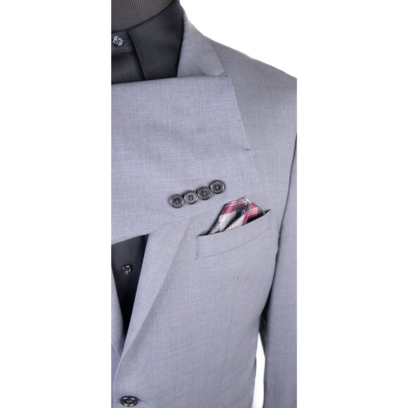 Ralph Lauren Solid Gray Suit Jacket Sport Coat Blazer Two Button Sz 46L Wool EUC - Picture 6 of 13